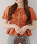 NICE CLAUP / OLIVE des OLIVE OUTLET(ナイスクラップ  / オリーブ デ オリーブ アウトレット) 累計売上1.5万枚突破！【RMAF】【韓国風コーデ叶う!】シャーリング衿付ブラウス