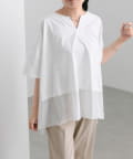 ear PAPILLONNER(イア パピヨネ) 裾シアーTシャツ【SUM1 STYLE(スミスタイル)】