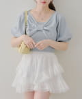 NICE CLAUP / OLIVE des OLIVE OUTLET(ナイスクラップ  / オリーブ デ オリーブ アウトレット) 《2点セットでお得》【麻タッチで夏も快適】【RMAF】リボン半袖アンサンブル
