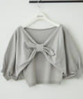 NICE CLAUP / OLIVE des OLIVE OUTLET(ナイスクラップ  / オリーブ デ オリーブ アウトレット) 《2点セットでお得》【麻タッチで夏も快適】【RMAF】リボン半袖アンサンブル