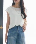 La boutique BonBon(ラブティックボンボン) 【ON・OFF兼用】シアーネックカットソー