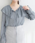 NICE CLAUP / OLIVE des OLIVE OUTLET(ナイスクラップ  / オリーブ デ オリーブ アウトレット) 【natural couture】シアーフリンジケープカラーブラウス