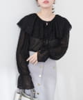 NICE CLAUP / OLIVE des OLIVE OUTLET(ナイスクラップ  / オリーブ デ オリーブ アウトレット) 【natural couture】シアーフリンジケープカラーブラウス