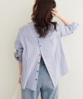 natural couture(ナチュラルクチュール) osonoバック釦スタンドカラーシャツ