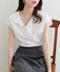 natural couture(ナチュラルクチュール) 【WEB限定】ゆるスカラップレトロブラウス