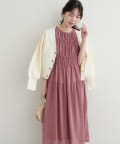 natural couture(ナチュラルクチュール) 【WEB限定】変形シャーリングフレアスリーブワンピース
