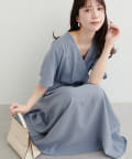 natural couture(ナチュラルクチュール) フレア袖カシュクールワンピース