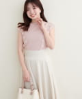 natural couture(ナチュラルクチュール) 【canami】レース×ニットコンビノースリTOPS