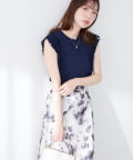 natural couture(ナチュラルクチュール) 【canami】レース×ニットコンビノースリTOPS