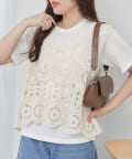 NICE CLAUP / OLIVE des OLIVE OUTLET(ナイスクラップ  / オリーブ デ オリーブ アウトレット) 【RMAF】【2枚SET】カギ針ベスト＆Tシャツ