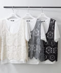NICE CLAUP / OLIVE des OLIVE OUTLET(ナイスクラップ  / オリーブ デ オリーブ アウトレット) 【RMAF】【2枚SET】カギ針ベスト＆Tシャツ