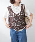 NICE CLAUP / OLIVE des OLIVE OUTLET(ナイスクラップ  / オリーブ デ オリーブ アウトレット) 【RMAF】【2枚SET】カギ針ベスト＆Tシャツ