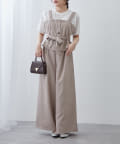 NICE CLAUP / OLIVE des OLIVE OUTLET(ナイスクラップ  / オリーブ デ オリーブ アウトレット) 【２枚セット】【RMAF】麻風素材の色々ぼたんキャミ+パンツセット