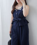 NICE CLAUP / OLIVE des OLIVE OUTLET(ナイスクラップ  / オリーブ デ オリーブ アウトレット) 【２枚セット】【RMAF】麻風素材の色々ぼたんキャミ+パンツセット