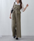 NICE CLAUP / OLIVE des OLIVE OUTLET(ナイスクラップ  / オリーブ デ オリーブ アウトレット) 【２枚セット】【RMAF】麻風素材の色々ぼたんキャミ+パンツセット