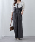 NICE CLAUP / OLIVE des OLIVE OUTLET(ナイスクラップ  / オリーブ デ オリーブ アウトレット) 【２枚セット】【RMAF】麻風素材の色々ぼたんキャミ+パンツセット