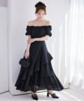 one after another NICE CLAUP(ワンアフターアナザー ナイスクラップ) 【Black collection】イレヘムティアードロングワンピース