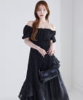 one after another NICE CLAUP(ワンアフターアナザー ナイスクラップ) 【Black collection】イレヘムティアードロングワンピース