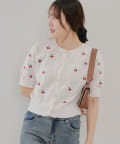 NICE CLAUP / OLIVE des OLIVE OUTLET(ナイスクラップ  / オリーブ デ オリーブ アウトレット) 【RMAF】【ガーリーコーデにおすすめ】チェリー刺しゅうカーディガン
