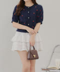 NICE CLAUP / OLIVE des OLIVE OUTLET(ナイスクラップ  / オリーブ デ オリーブ アウトレット) 【RMAF】【ガーリーコーデにおすすめ】チェリー刺しゅうカーディガン