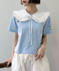 w closet(ダブルクローゼット) フラワーアイレットTシャツ