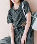OLIVE des OLIVE(オリーブ デ オリーブ) 【セットアップ対応可】製品染めドロストTシャツ
