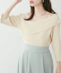 natural couture(ナチュラルクチュール) 【パルクロ限定】アシメオフショルリブニット
