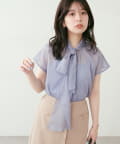 natural couture(ナチュラルクチュール) 【パルクロ限定】フレンチスリーブボータイブラウス