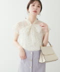 natural couture(ナチュラルクチュール) 【パルクロ限定】フレンチスリーブボータイブラウス