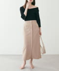 natural couture(ナチュラルクチュール) 【パルクロ限定】ストレッチツイル金釦スカート