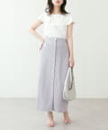 natural couture(ナチュラルクチュール) 【パルクロ限定】ストレッチツイル金釦スカート
