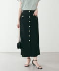 natural couture(ナチュラルクチュール) 【パルクロ限定】ストレッチツイル金釦スカート