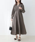 NICE CLAUP / OLIVE des OLIVE OUTLET(ナイスクラップ  / オリーブ デ オリーブ アウトレット) 【natural couture】配色くるみ釦ワンピース