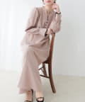NICE CLAUP / OLIVE des OLIVE OUTLET(ナイスクラップ  / オリーブ デ オリーブ アウトレット) 【natural couture】配色くるみ釦ワンピース