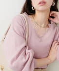 NICE CLAUP / OLIVE des OLIVE OUTLET(ナイスクラップ  / オリーブ デ オリーブ アウトレット) 【natural couture】レース衿Ｖネックプルオーバー