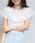 La boutique BonBon(ラブティックボンボン) 【セットアップ可・最強愛され】カットジャガードフリルカラーブラウス