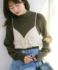 OUTLET(アウトレット) 【Kastane】レースハイネックリブニット