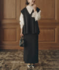NICE CLAUP / OLIVE des OLIVE OUTLET(ナイスクラップ  / オリーブ デ オリーブ アウトレット) 【PUAL CE CIN】【Du noir】ミラノリブニットナロースカート