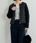 un dix cors(アンディコール) 《大人のこなれ感》中綿ニット切替ノーカラージャケット