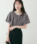 natural couture(ナチュラルクチュール) フレア袖ピンタックブラウス