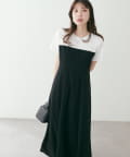 natural couture(ナチュラルクチュール) レイヤード風カットジョーゼットワンピース