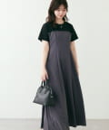 natural couture(ナチュラルクチュール) レイヤード風カットジョーゼットワンピース