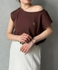 Thevon.(ゼヴォン) 刺繍ロゴボートネックフレンチT
