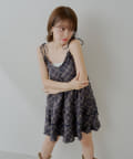 Chico(チコ) 【WEB限定追加】肩リボンコットンレースフリルキャミミニワンピ