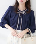NICE CLAUP / OLIVE des OLIVE OUTLET(ナイスクラップ  / オリーブ デ オリーブ アウトレット) 【natural couture】リボン付きマルチWAYブラウス