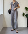 【新品未使用品】 DOUDOUフレンチスリーブオールインワン　グレー パル PAL 【DouDou】フレンチスリーブオールインワン （gray