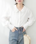 NICE CLAUP / OLIVE des OLIVE OUTLET(ナイスクラップ  / オリーブ デ オリーブ アウトレット) 【natural couture】お花モチーフ衿ブラウス