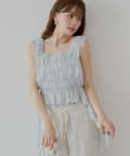 Chico(チコ) 【7色展開】レースドロップフリルシャーリングブラウス