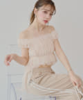 Chico(チコ) 【7色展開】レースドロップフリルシャーリングブラウス