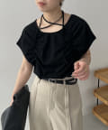 CAPRICIEUX LE'MAGE(カプリシュレマージュ) ギャザーフレンチTシャツ